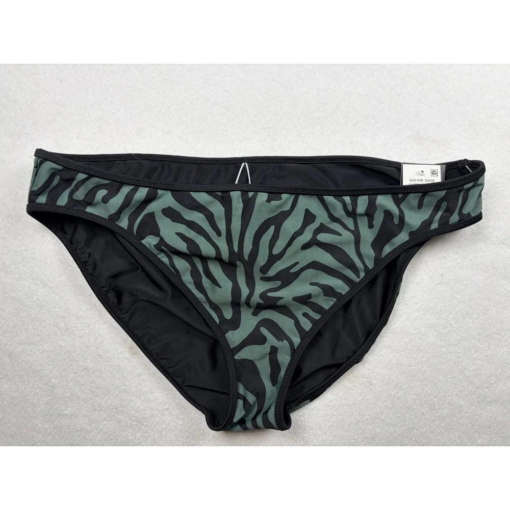 Bar III Safari Sage Zebra Print Hipster Bikini Bottoms XL MBSA20518 Green Black